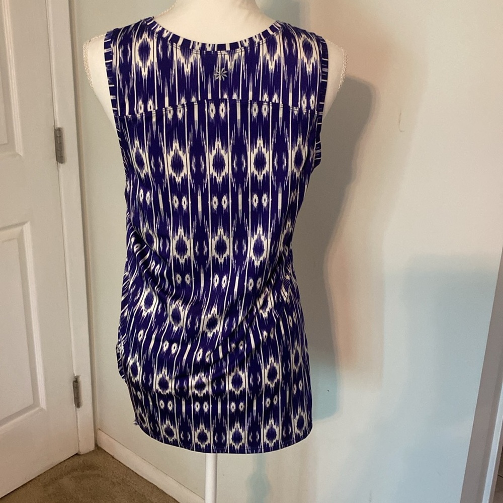Athleta Purple Ikat Ruched Side Tank Top Women’s Large Sleeveless - Picture 4 of 5